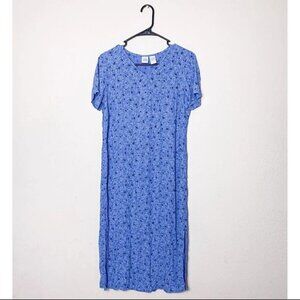 Vintage Cherokee Floral Blue Slit Sides Cottage Prairie Dress